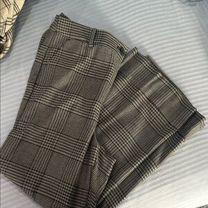LOFT Black and Gray Plaid Wide Leg Pants